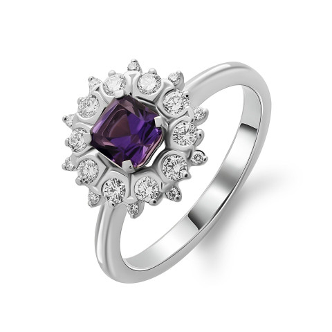 Кільце з вставкою: аметист, діамант