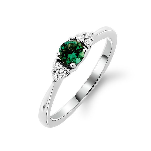 Каблучка з діамантами та кольоровим камінням