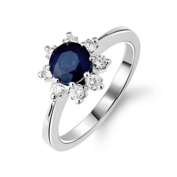 Каблучка з діамантами та кольоровим камінням