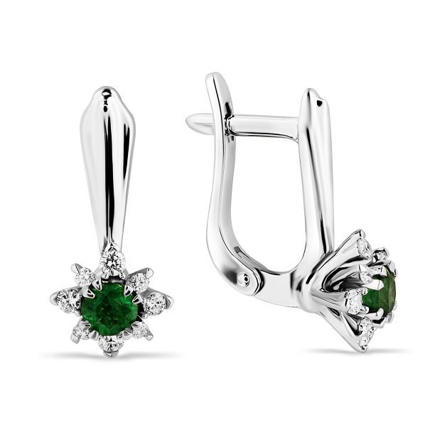 Сережки з діамантами та кольоровим камінням