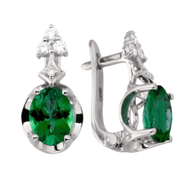 Сережки з діамантами та кольоровим камінням