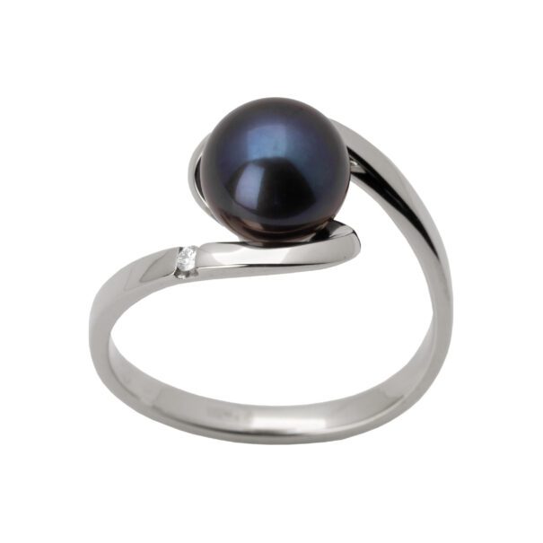 Каблучка з перлиною та діамантами