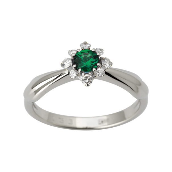 Каблучка з діамантами та кольоровим камінням