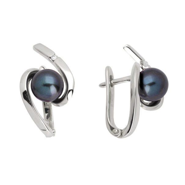 Сережки з перлиною та діамантами