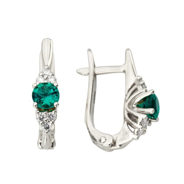 Сережки з діамантами та кольоровим камінням