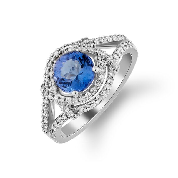 Каблучка з діамантами та кольоровим камінням