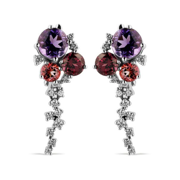 Сережки з діамантами та кольоровим камінням