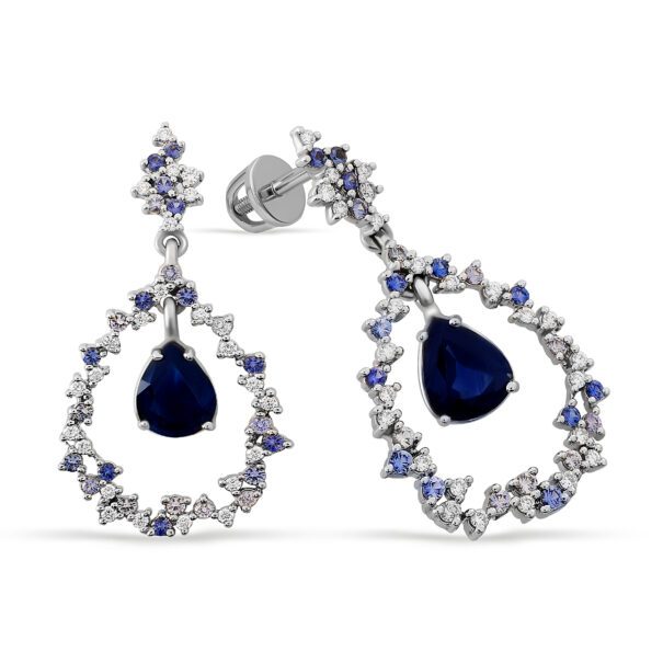 Сережки з діамантами та кольоровим камінням