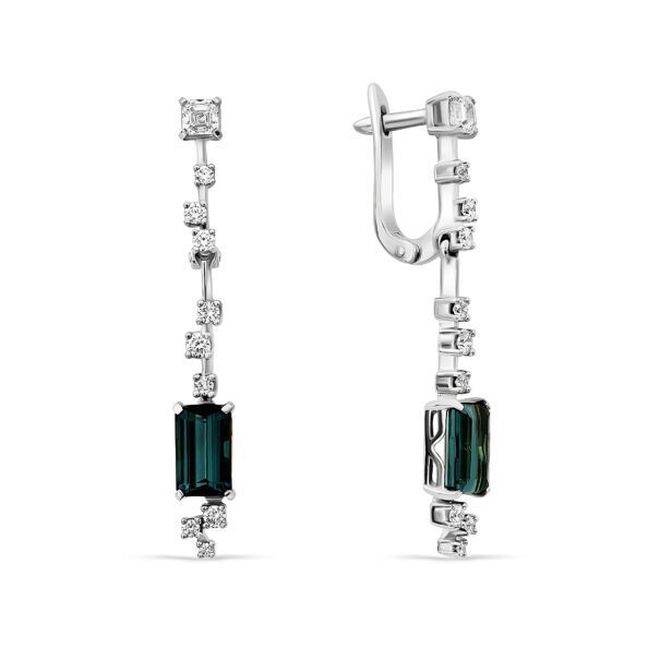 Сережки з діамантами та кольоровим камінням