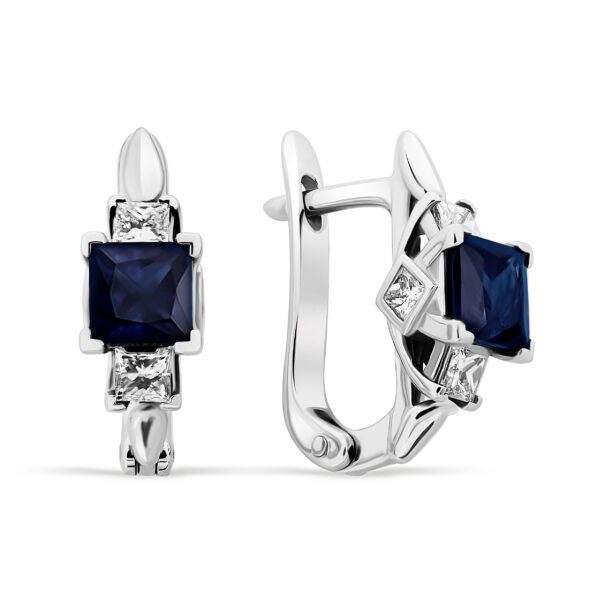 Сережки з діамантами та кольоровим камінням