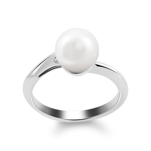 Каблучка з перлиною та діамантами