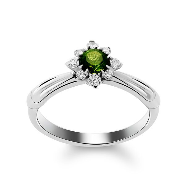 Каблучка з діамантами та кольоровим камінням