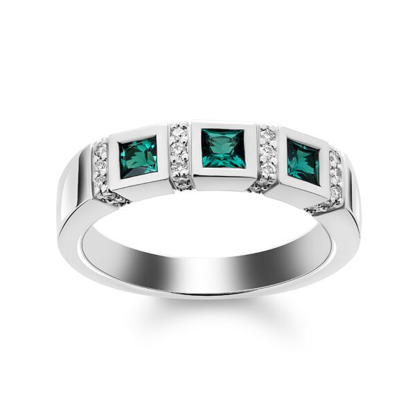 Каблучка з діамантами та кольоровим камінням