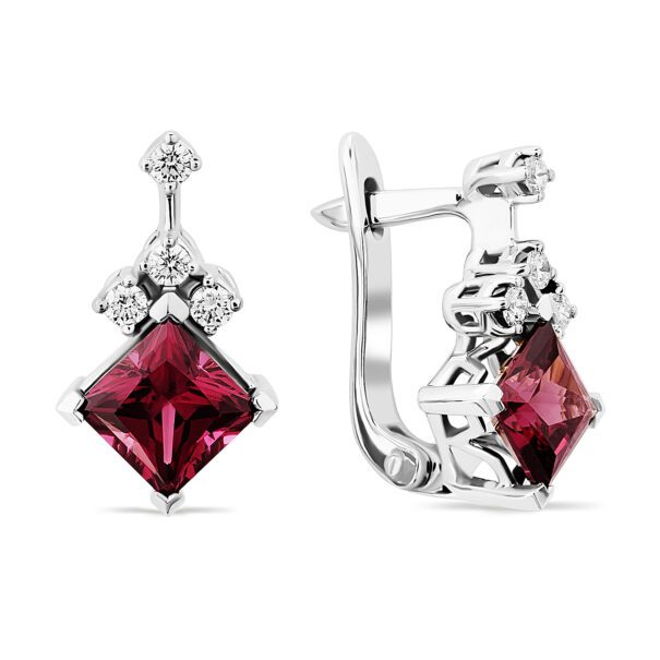 Сережки з діамантами та кольоровим камінням