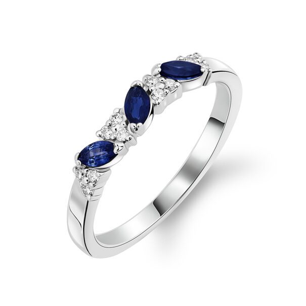 Каблучка з діамантами та кольоровим камінням