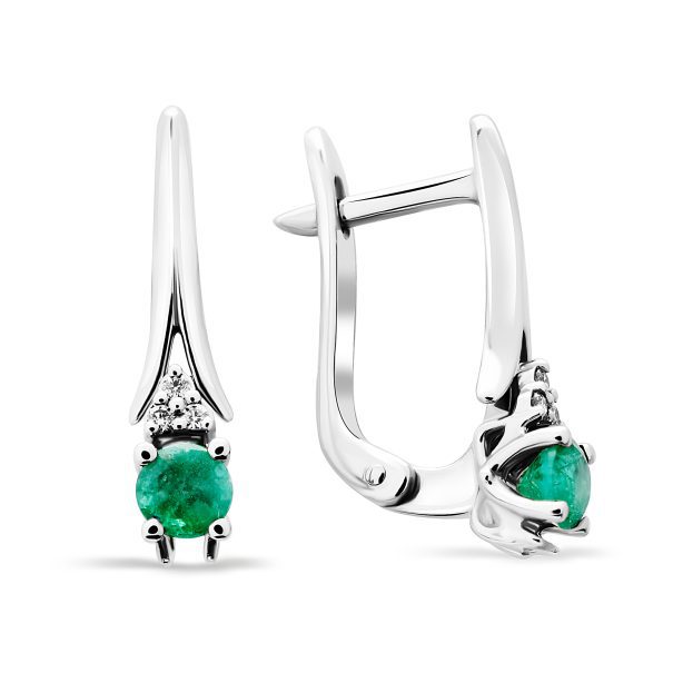 Сережки з діамантами та кольоровим камінням