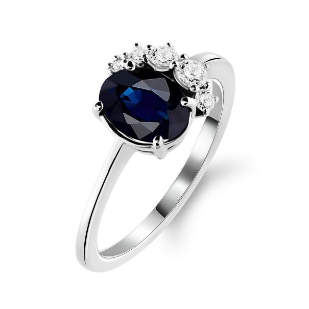 Каблучка з діамантами та кольоровим камінням