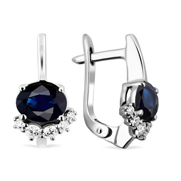 Сережки з діамантами та кольоровим камінням