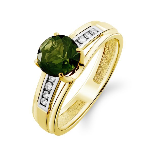 Каблучка з діамантами та кольоровим камінням